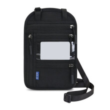 Portafoglio da Viaggio da Collo con Custodia per Passaporto con Blocco RFID Porta Documenti Organizer per Carta Borsa per Cellulare A
