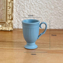 (A14) 1Pcs Dollhocome French Retro Mini High Foot Relief Mark Coffee Cup With Handle Miniature Scene Decoration High End Stemmed Mugs