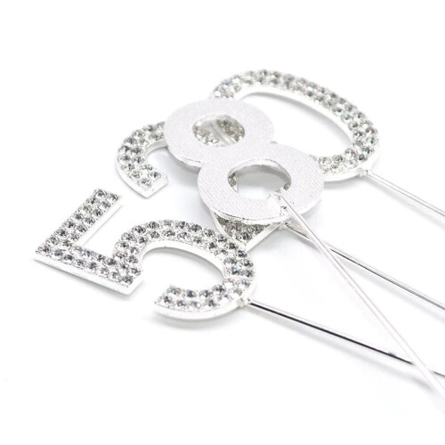 Kagetopper med ZIRCONS SILVER nummer "1"