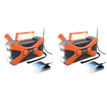 2X 10000MAh Emergency Radio, Solar Hand Crank Radio, Portable Radio with Phone Charger, LED Flashlight Orange