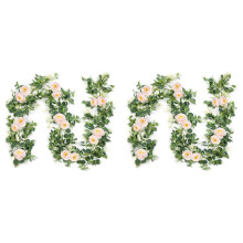 4Pack Eucalyptus Garland met Champagne Rose, Greenery Garland Bulk Kunstzijde Bloemen Eucalyptus Bladeren Vines(B)