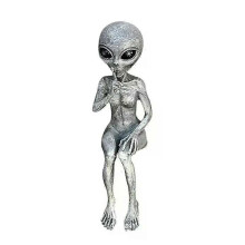 (Women) Funny Resin Alien Statue Outdoor Garden Decoration UFO Dwarf Sculpture Desktop Home Decor for Halloween Christmas Ornaments-Women
