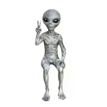 (Men) Funny Resin Alien Statue Outdoor Garden Decoration UFO Dwarf Sculpture Desktop Home Decor for Halloween Christmas Ornaments-Women
