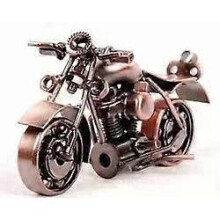 (Bronze) Retro Motorcycle Statue Metal Decoration Home Decoration Children's Toys-Silver