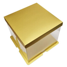 Kageæske GULD 33,5x33,5x26 cm HØJ