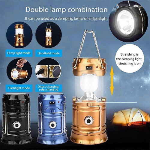 (Blue) Solar Multifunctional Handheld Camping Light Tent Light 2