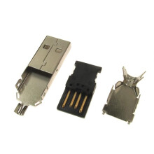 Loddefri lige USB type A-stik, 2-pak