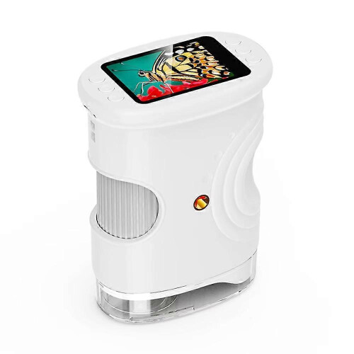 (White) 1000x Children's Handheld Microscope 2.0" Screen Rechargeable Mini Pocket Digital Microscope