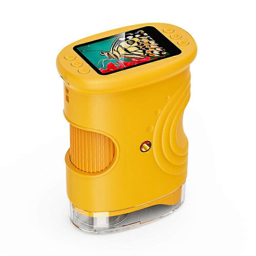 (Yellow) 1000x Children's Handheld Microscope 2.0" Screen Rechargeable Mini Pocket Digital Microscope