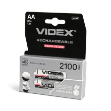 2 stk. AA nikkelmetalhydridbatterier Videx sæt 1,2V 2100mAh HR6