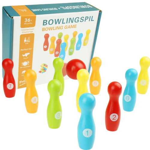 Mini bowling færdighedsspil i træ til børnebold