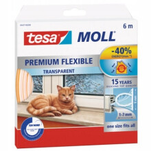 TESA Selvklæbende silikonedørtætning, transparent, 6 m