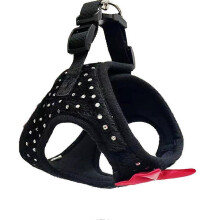 (S, Black) Pet Leash Dog Chest Strap Diamond Walking Dog Leash with Key Bag