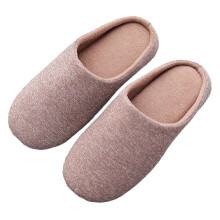 (2XL, Khaki) Women's Plush Soft Soled Mute Slippers Men's Home Slippers