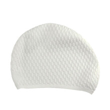 (White) Plus Size Silicone Waterproof Earmuffs Swim Caps for Women Elastic Long Hair Care Swimming Hats for Adults Men