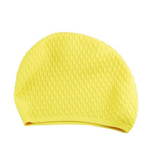 (Yellow) Plus Size Silicone Waterproof Earmuffs Swim Caps for Women Elastic Long Hair Care Swimming Hats for Adults Men