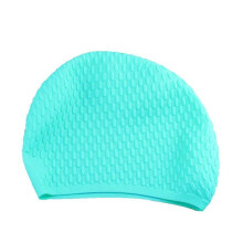 (Blue) Plus Size Silicone Waterproof Earmuffs Swim Caps for Women Elastic Long Hair Care Swimming Hats for Adults Men