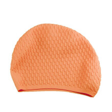 (Orange) Plus Size Silicone Waterproof Earmuffs Swim Caps for Women Elastic Long Hair Care Swimming Hats for Adults Men