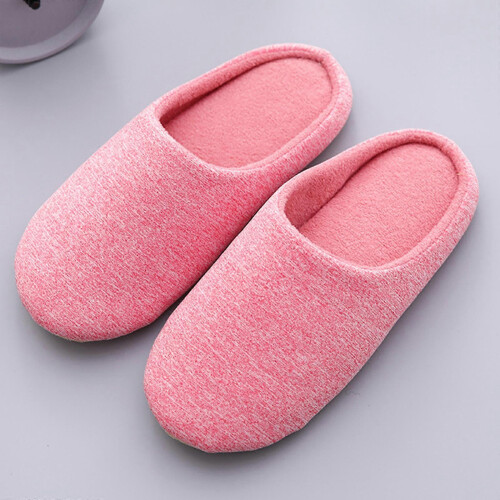 (S, red) Women's Plush Soft Soled Mute Slippers Men's Home Slippers 1