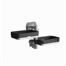 (Black-2PCS) Punch-Free Wall Hanging Soap Box Bathroom Toiletries Toilet Toilet Drain Storage Rack
