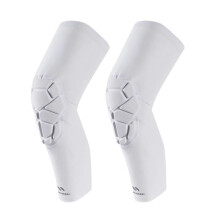 (M, White) Compression Knee Brace Long Leg Sleeves Pad Children Knee Support Protection For Basketball