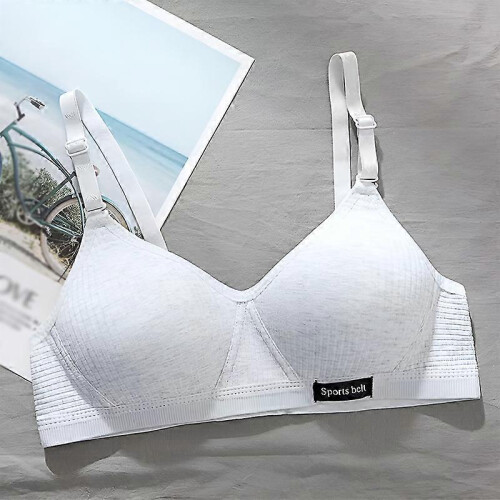 (M, White) Women Bra Comfortable Removable Adjustable Shoulder Straps Without Steel Ring
