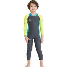 (M, Gray) Kids Diving Suit Full Body Wetsuit Keep Warm One-Piece Long Sleeves Uv Protection Swimwear