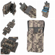 (Camou grey) Tactical Molle Waterproof 25 Round 12GA 12 Gauge Magazine Ammo Shells Bag Hunting Magazine Pouches CS Field Portable Outdoor Bullet Bags