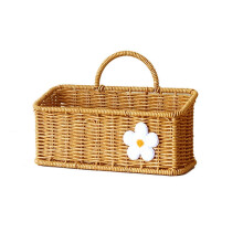 (Wood Color3) Vegetables And Fruits Receiving Basket Imitation Rattan Kitchen Woven Hanging Baskets Organization Receiving Decoration