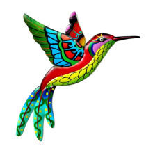 (Yellow) Metal Hummingbird Outdoor Hanging Ornaments for Living Room Patio Balcony Fence Decorations Wall Art Decor