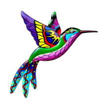 (Pink) Metal Hummingbird Outdoor Hanging Ornaments for Living Room Patio Balcony Fence Decorations Wall Art Decor