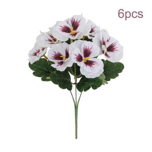 (White) Five-Pronged Pansy Phalaenopsis Home Decoration Ornaments Artificial Flower