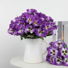 (Purple) Five-Pronged Pansy Phalaenopsis Home Decoration Ornaments Artificial Flower