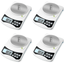 4X Balança Digital de Laboratório, Escala Gramatical 1000G 0,01GA Precisão, Balança Eletrônica Multifuncional de Alta Precisão com Peso 100G