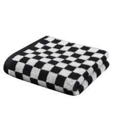 (Black-1pc) 1pcs 75x35cm Class A checkerboard towel cotton absorbent cotton face towel