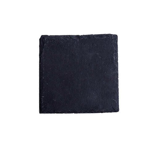(10x10cm, Black) Multi Sized Rectangular Stone Slab Coasters Natural Slate Western Platter BBQ Dessert Cake Fruit Placemat