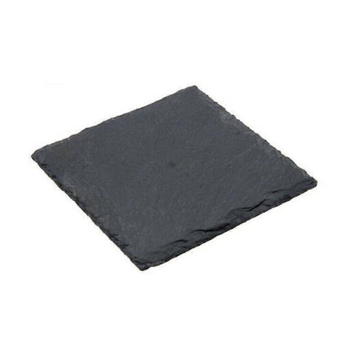 (20x20cm, Black) Multi Sized Rectangular Stone Slab Coasters Natural Slate Western Platter BBQ Dessert Cake Fruit Placemat 2