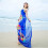 (Blue) Women Wrap Scarf Colorful Sun-proof Rectangle Thin Texture Lady Shawl 1