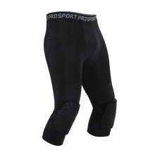 (3XL, Black) Men's Basketball Pants with Knee Pads Knee Protecion Padded Compression Pants