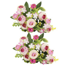 (Purple) Artificial Flower Rose Bouquet For Vase Centerpiece Home Party Office Decor Wedding Anniversary Valentine's Day Desktop Decorative Flowers