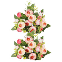 (Rose Red) Artificial Flower Rose Bouquet For Vase Centerpiece Home Party Office Decor Wedding Anniversary Valentine's Day Desktop Decorative Flowers