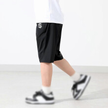 (150cm, Black) Children's Boys Reflective Letter Ice Silk Quick Drying Shorts