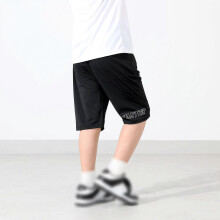 (140cm, Black) Children's Boys Reflective Letter Ice Silk Quick Drying Shorts