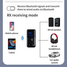 Bluetooth5.4 Audio Receiver Transmitter 3.5MM AUX TF Card Stereo Music LED Display Adapter with Mic for Car TV