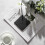 (20x20cm, Black) Multi Sized Rectangular Stone Slab Coasters Natural Slate Western Platter BBQ Dessert Cake Fruit Placemat 4