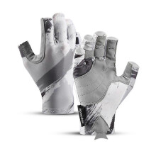 (M, gray) Outdoor Fishing Gloves Half Finger Men Women Anti-slip UV Wear Protection Sports Boating Fish Equipment Angling Sailing Gloves