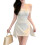 (One size, White) Korean Version Plush Stitching Slim Sexy Irregular Bandeau Dress Solid Color 1