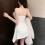 (One size, White) Korean Version Plush Stitching Slim Sexy Irregular Bandeau Dress Solid Color 3
