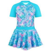 (120cm, Blue) Kids Girls' One-Piece Swimsuit With Fish Scale Print Beach Swimsuit
