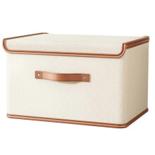 (58X40X35CM, Beige) Large Capacity Storage Box with Lid Foldable Clothes Storage Box Double Thickness Storage Box Pants Storage Closet Organizer